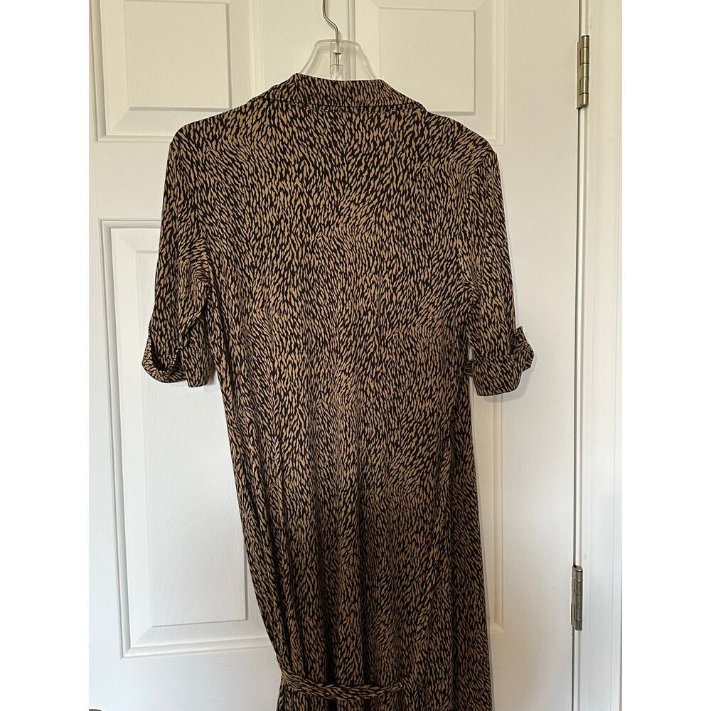 Ann Taylor Leopard Printed Waist Tie Wrap Dress Brown Women's Size 6 NWT $138 - Picture 3 of 11